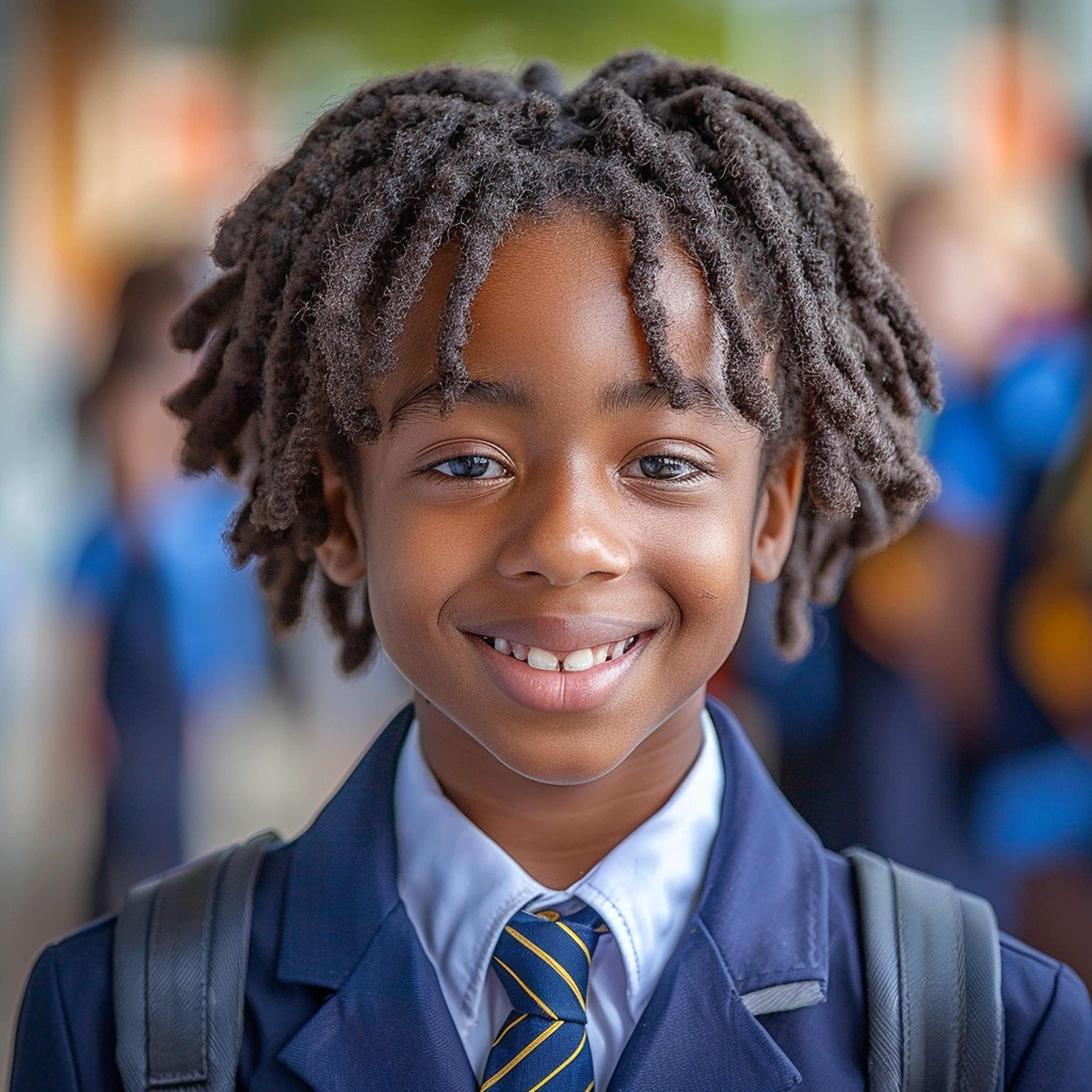 Happy student with backpack